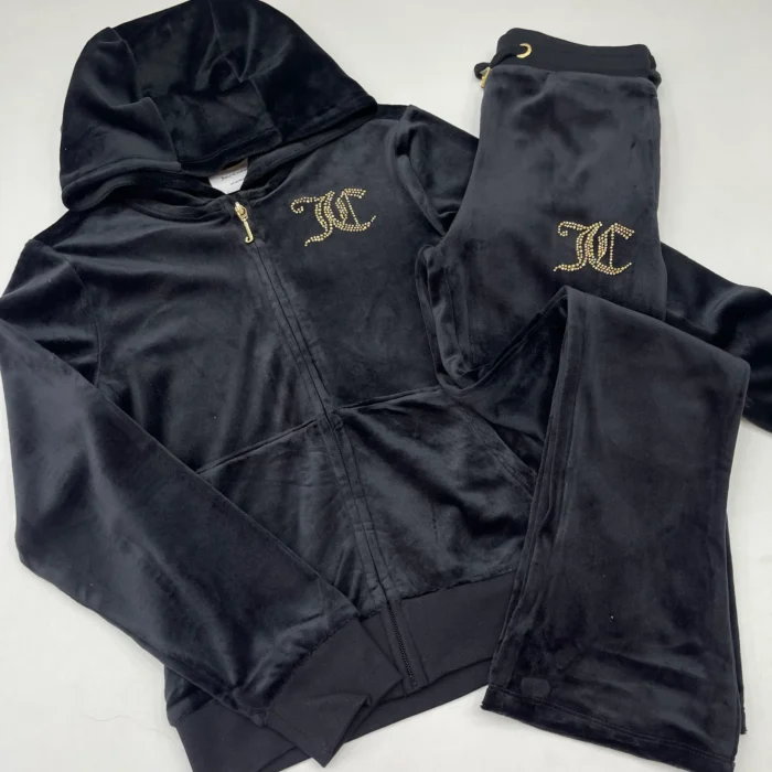 Juicy Couture Velour Zip-Up Tracksuit - Black