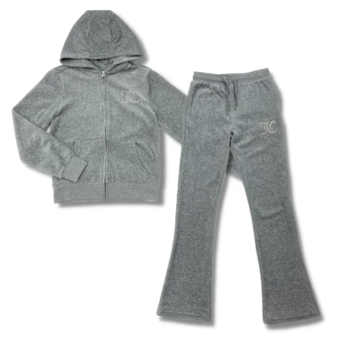 Juicy Couture Velour Boot Cut Leg Tracksuit - Grey