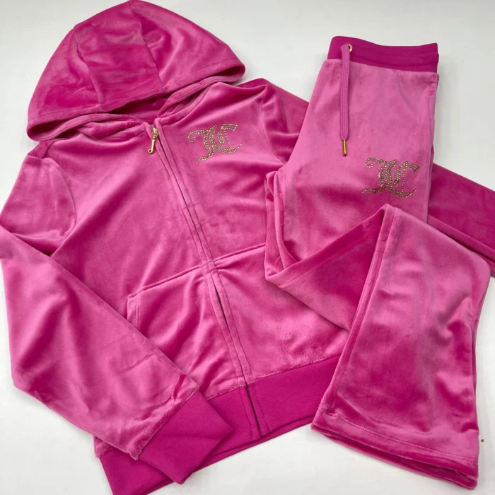 Juicy Couture Bright Velour Zip-Up Tracksuit - Pink