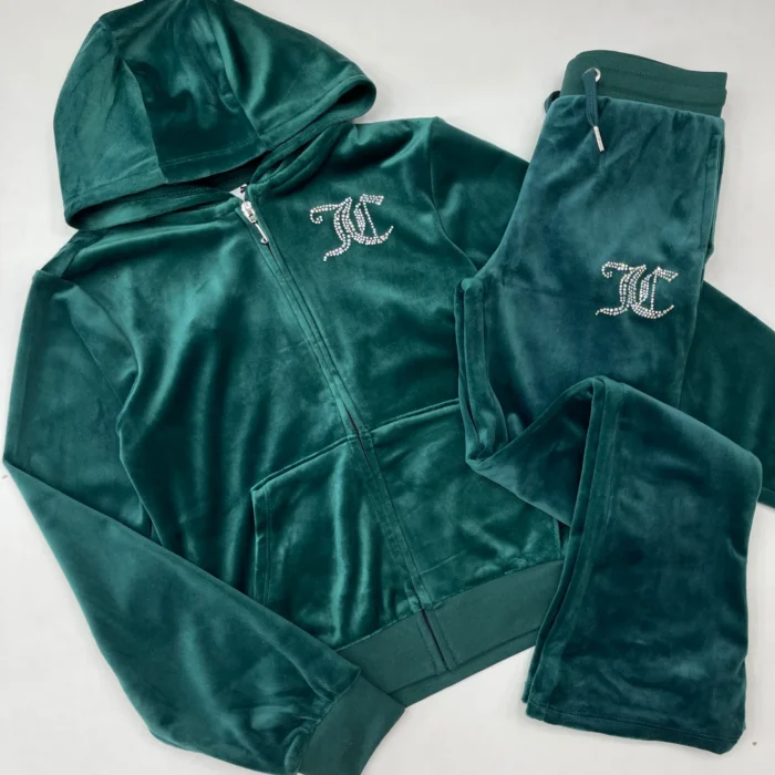 Juicy Couture Emerald Velour Zip-Up Tracksuit - Green